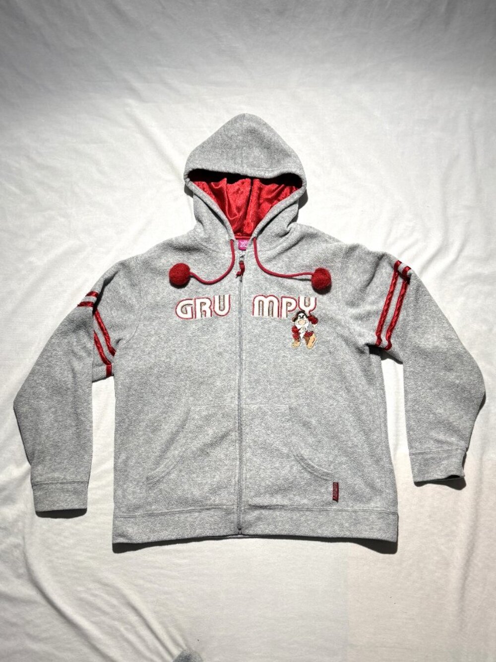 Wonderful World of Disney "Grumpy" Fleece Full-Zip Hoodie Medium Embroidered